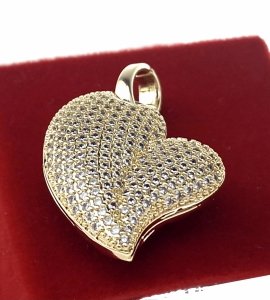 1025 Złota zawieszka błyszcząca pozłacana 14k serce 