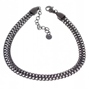 1744 Bransoletka czarna 19+3 stal chirurgiczna celebrytka 