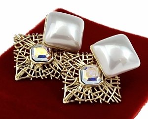 3923 Kolczyki złote pozłacane 14k wiszące Austrian Crystal 