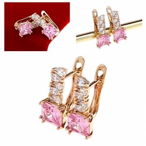 3305 Kolczyki złote cyrkonia pozłacane 18k Xuping wiszące