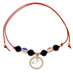 3719k Bransoletka stal chirurgiczna 31cm sznurek kryształki