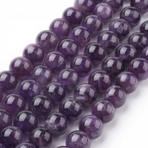 sz87 Ametyst kamień naturalny kula 10 mm pasmo 19cm 