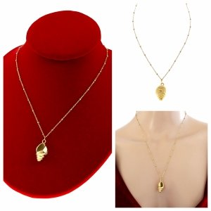 321b Złoty łańcuszek naszyjnik 50+5 stal chirurgiczna 316L muszelka