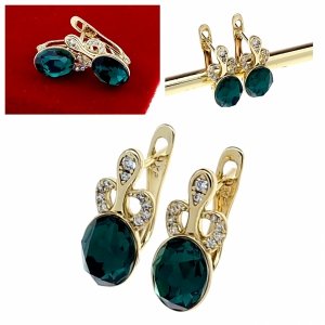 02017 Kolczyki złote pozłacane wiszące 14K Xuping cyrkonie