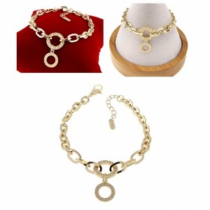 2512 Bransoletka elegancka złota 16,5+3cm pozłacana 14k wzór grecki