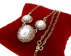 3936 Naszyjnik stal chirurgiczna 46+5cm nierdzewna perły