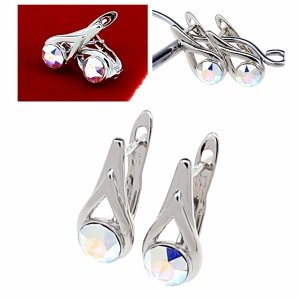 450b Srebrne kolczyki Austrian Crystal pozłacane białym złotem wiszące