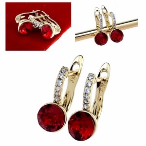 296c Kolczyki złote Austrian Crystal pozłacane cyrkonie wiszące 14K Xuping 