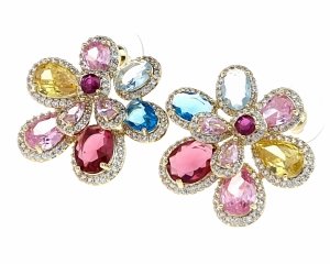 2473 Kolczyki złote pozłacane wiszące 14K cyrkonie 