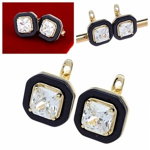 2398 Kolczyki złote pozłacane cyrkonie wiszące 14K Xuping 