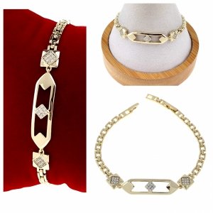 3028 Bransoletka elegancka złota cyrkonie 18-20cm pozłacana 14k Xuping 