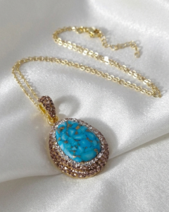 0291a Naszyjnik kamień naturalny dolomit 45+5cm pozłacany 14k