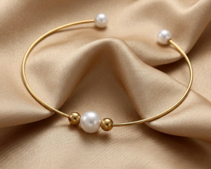 1605 Bransoletka złota 6cm stal chirurgiczna bangla 316L 