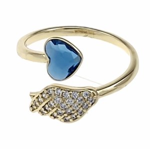 1919a Pierścionek złoty pozłacany 14k cyrkonie Austrian Crystal regulowany