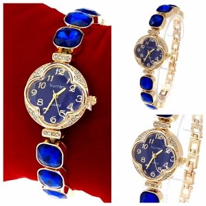 3161 Ekskluzywny damski złoty zegarek błyszczący cyrkonie Kurren klasyk