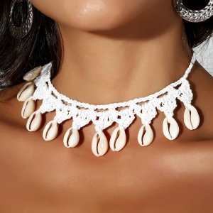 Pas39 Naszyjnik choker 40-60cm boho muszla sznurek 