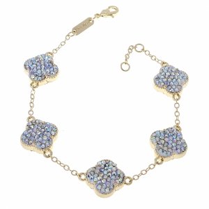 3372 Bransoletka elegancka złota 18+2cm pozłacana 14k cyrkonie koniczyna marokańska