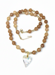 3718k Naszyjnik kwarc miodowy kamień naturalny 60cm stal chirurgiczna nierdzewna naszyjnik