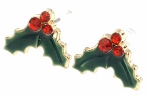 4007 Świąteczne kolczyki złote wtyczki