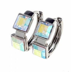 1972 Kolczyki srebrne pozłacane białym złotem wiszące  Austrian Crystal