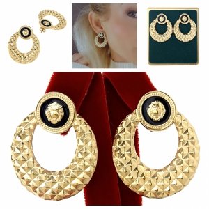 2134 Kolczyki złote stal chirurgiczna celebrytki wiszące 