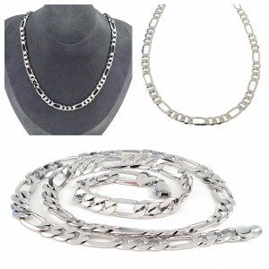 790 Srebrny łańcuszek 50cm 6mm pozłacany białym złotem Xuping figaro