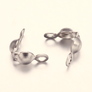 1835 10xKońcówki do wykończeń ze stali nierdzewnej 304 odporne na matowienie, końcówki kalotkowe, osłona w kształcie muszli, kolor stali nierdzewnej, 8 x 4 mm, otwór: 1,2~1,5 mm 