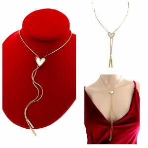 1925d Złoty łańcuszek naszyjnik 80cm stal chirurgiczna 316L regulacja serce