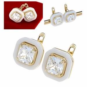 3142 Kolczyki złote pozłacane cyrkonie wiszące 14K Xuping 