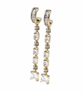 sz123  Kolczyki złote pozłacane 14k wiszące cyrkonie