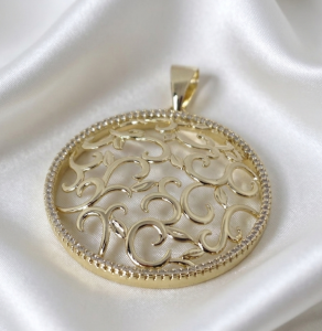 3902 Złota zawieszka błyszcząca pozłacana 14k 