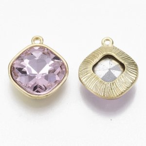 4634 Zawieszka pozłacana 14k szklane kryształki 18x15x5mm