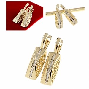 3134 Kolczyki złote pozłacane cyrkonie wiszące 14K Xuping 