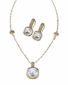 3401 Złoty komplet kolczyki łańcuszek 40+5 pozłacany 14k Swaro Austrian Crystal
