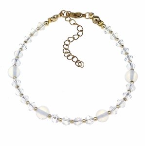 3733a Bransoletka kamienie naturalne opal 18+4cm stal chirurgiczna 316L