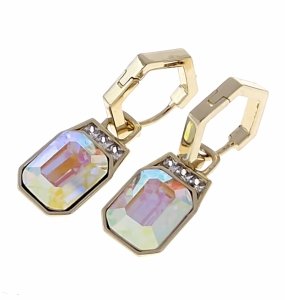 sz220  Kolczyki złote pozłacane 14k wiszące Austrian Crystal
