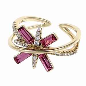 1847e Pierścionek złoty pozłacany 14k cyrkonie Austrian Crystal regulowany