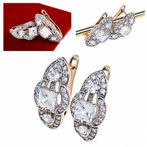 3729g Kolczyki złote cyrkonia pozłacane 18k Xuping wiszące