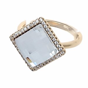 1931c Pierścionek złoty pozłacany 18k cyrkonie Austrian Crystal