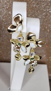 327a Kolczyki złote pozłacane wiszące 14K Xuping cyrkonie 