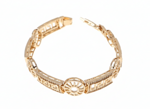 2374 Bransoletka elegancka złota 17,5+2cm pozłacana 18k wzór grecki