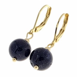 2020g Kolczyki kamień naturalny Noc Kairuzłote stal chirurgiczna wiszące