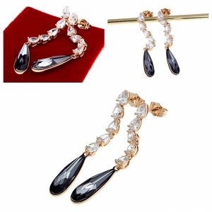 3500 Kolczyki złote Austrian Crystal cyrkonia pozłacane 18k Xuping wiszące 