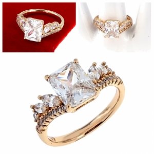 2483 Pierścionek złoty zaręczynowy cyrkonie pozłacany 18k Xuping 