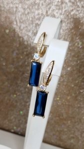 1546 Kolczyki złote cyrkonia pozłacane 18k Xuping wiszące