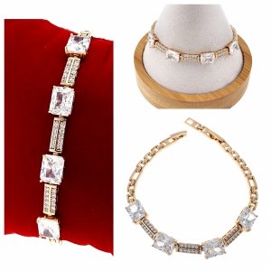 3839 Bransoletka cyrkonie złota 18+2cm pozłacana 18k Xuping