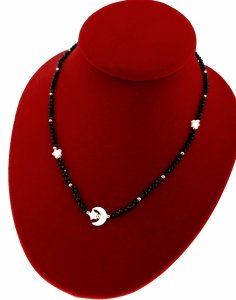 1229b Złoty łańcuszek 42+5cm naszyjnik stal chirurgiczna nierdzewa 316L gwiazdki księżyc kryształki