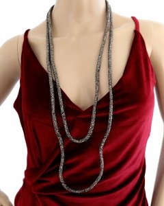 x28 Błyszczący łańcuszek celebrytka 100+5cm naszyjnik kryształki imprezowy