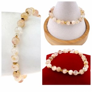 415a Bransoletka naturalny kamień cytryn na gumce jubilerskiej