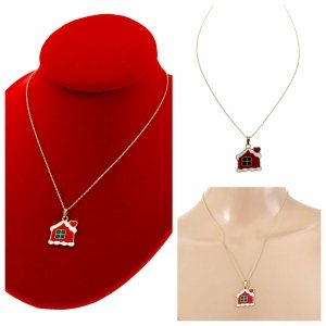 @4673 Złoty łańcuszek świąteczny 45+5 naszyjnik stal chirurgiczna Boże Narodzenie święta domek